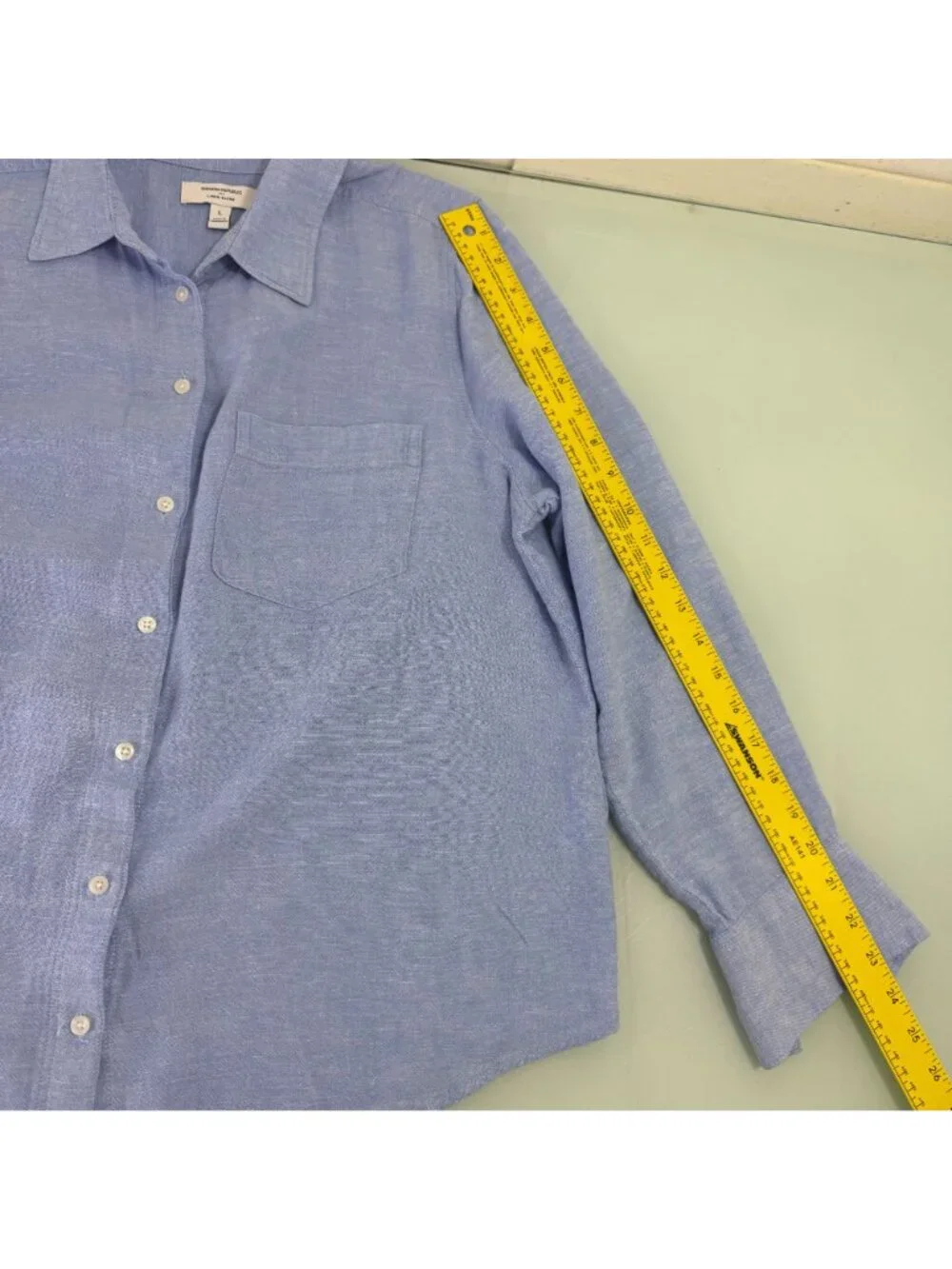 Banana Republic Tunic Shirt Women's Linen Rayon Button Up Chambray Long Sleeve